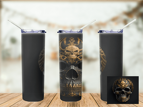Black and Gold Skull3   Tumbler - 20oz