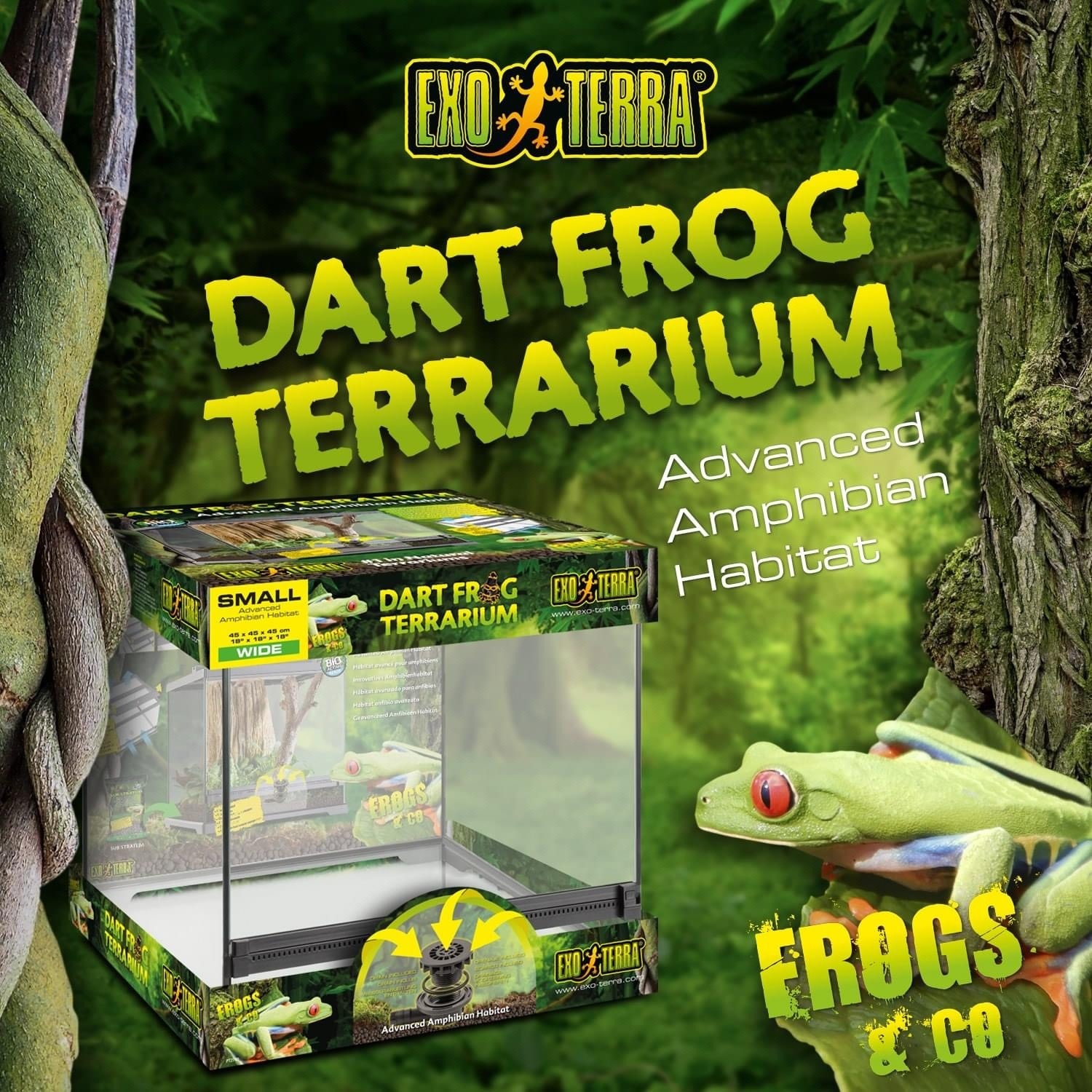 Exo Terra Amphibian Terrarium / Dart Frog - small 18x18x18